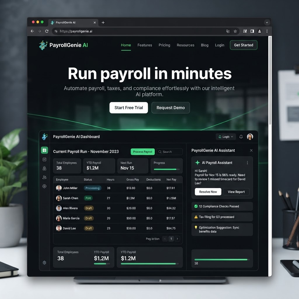 PayrollGenie website designed and built by Turbo Builders