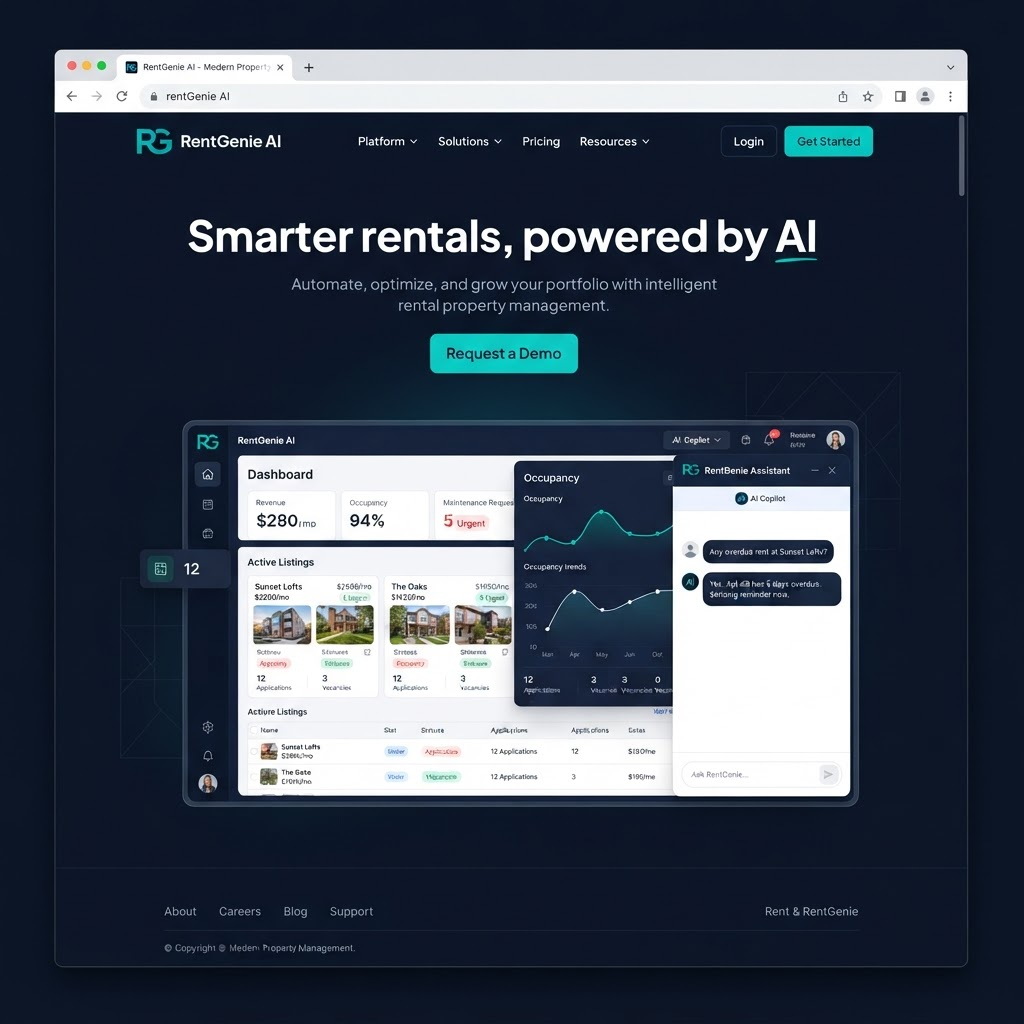 RentGenie website designed and built by Turbo Builders