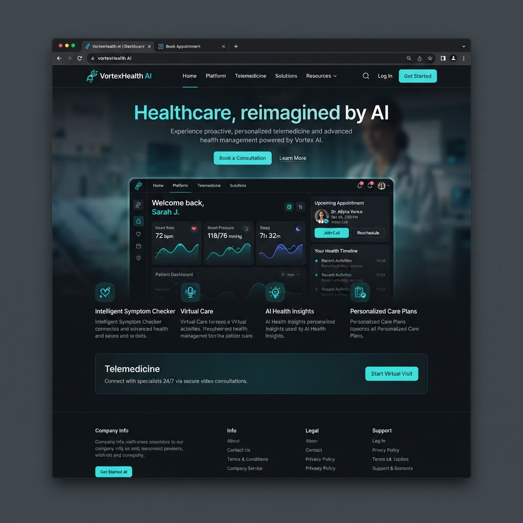 VortexHealth website designed and built by Turbo Builders